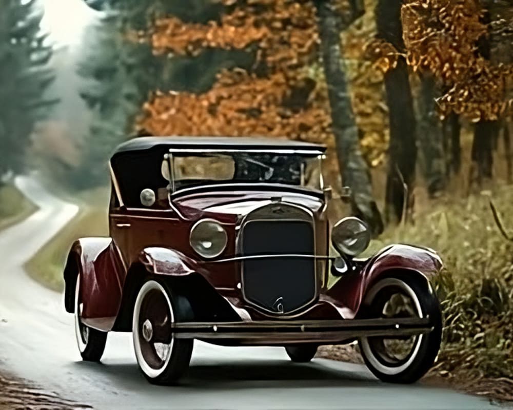 vintage car parked on scenic country road old retro car photo transformed2 - Online Car Hire in Tehran With Special Discount